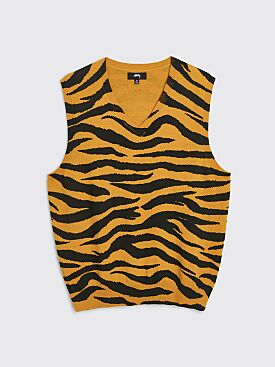 Stüssy Tiger Printed Sweater Vest Mustard