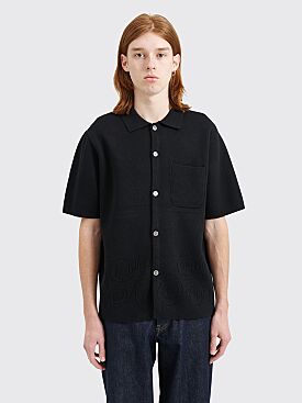 Stüssy Perforated Swirl Knit Cotton Shirt Black