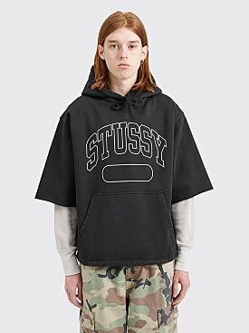Stüssy Boxy Cropped Hooded Sweatshirt Black