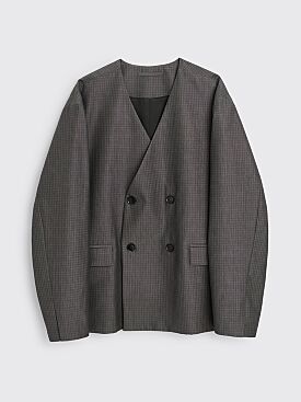 TRÈS BIEN everywear Double Breasted Blazer Cotton / Wool Dark Grey Check