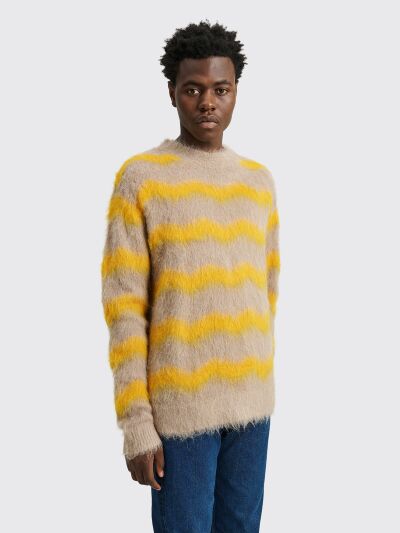Très Bien - Acne Studios Striped Fuzzy Sweater Beige / Yellow