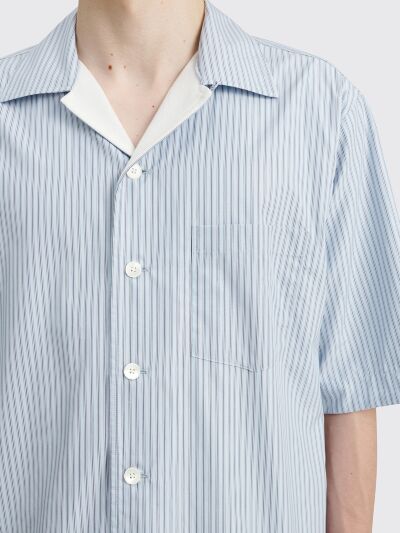 Auralee Terry Lined Finx Stripe Shirt Blue