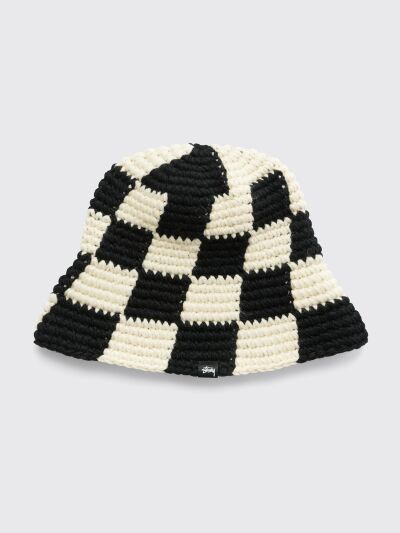 Stüssy Checker Knit Bucket Hat Black
