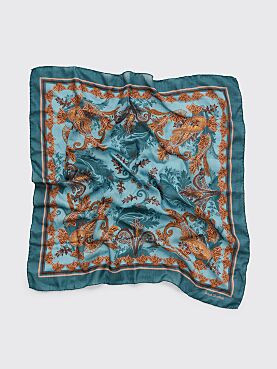 Acne Studios Printed Cashmere Scarf Teal Blue