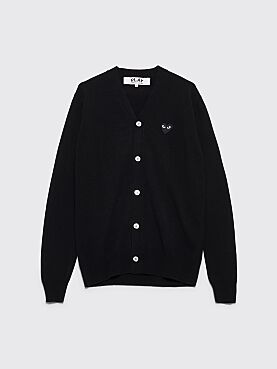 Comme des Garçons Play Small Heart Knitted Cardigan Black