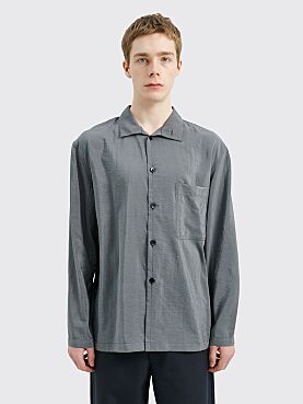 Lemaire Stand Collar Shirt Aluminium Grey