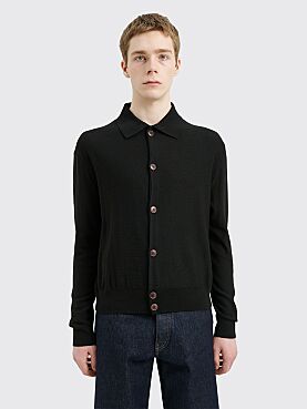 Lemaire Convertible Collar Knit Shirt Black