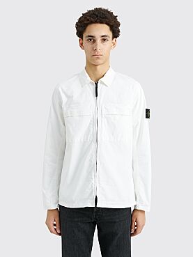 Stone Island Supima® Cotton Twill Stretch-TC Zip Overshirt White