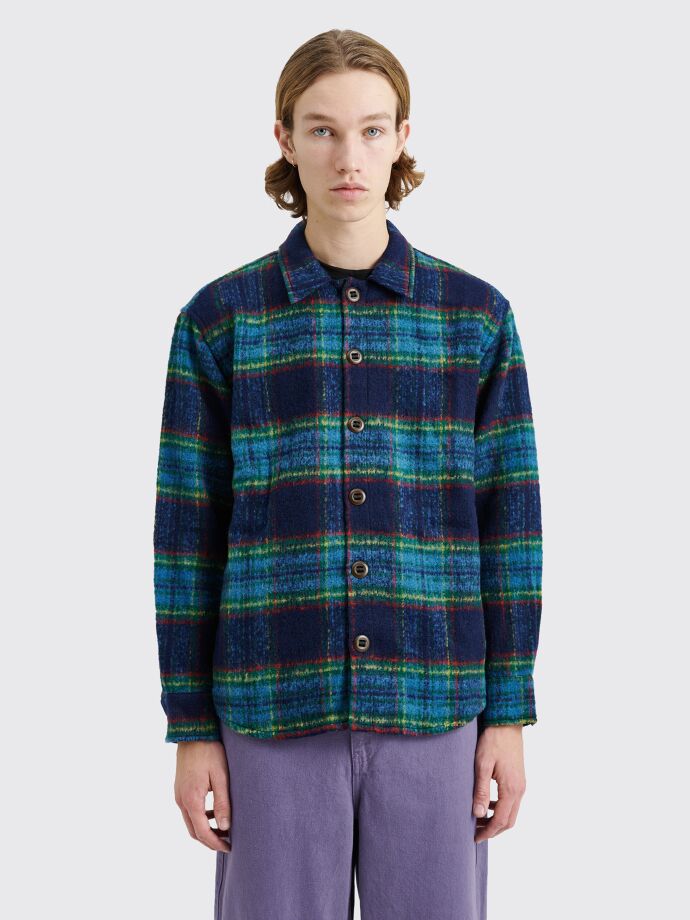Brain Dead - brushed rancher flannel shirt jacket navy