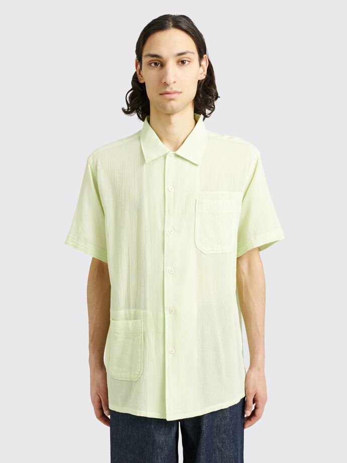 Engineered Garments - cotton crepe camp shirt lime