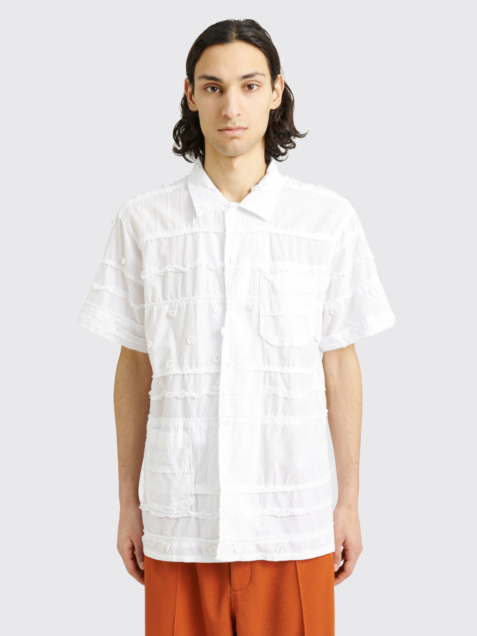 Engineered Garments - mixed patchwork camp shirt white