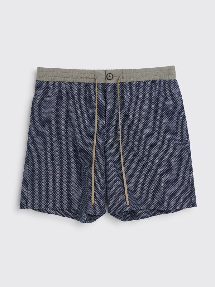 TRÈS BIEN everywear - short leg shorts jacquard pattern blue