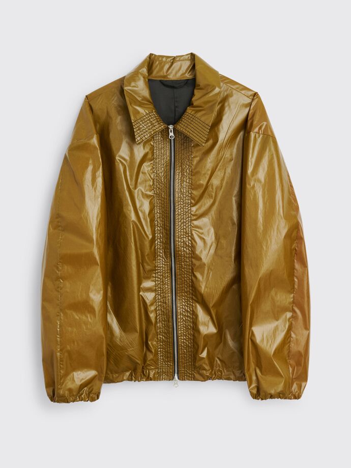 TRÈS BIEN everywear - oversized harrington jacket shiny tech brown
