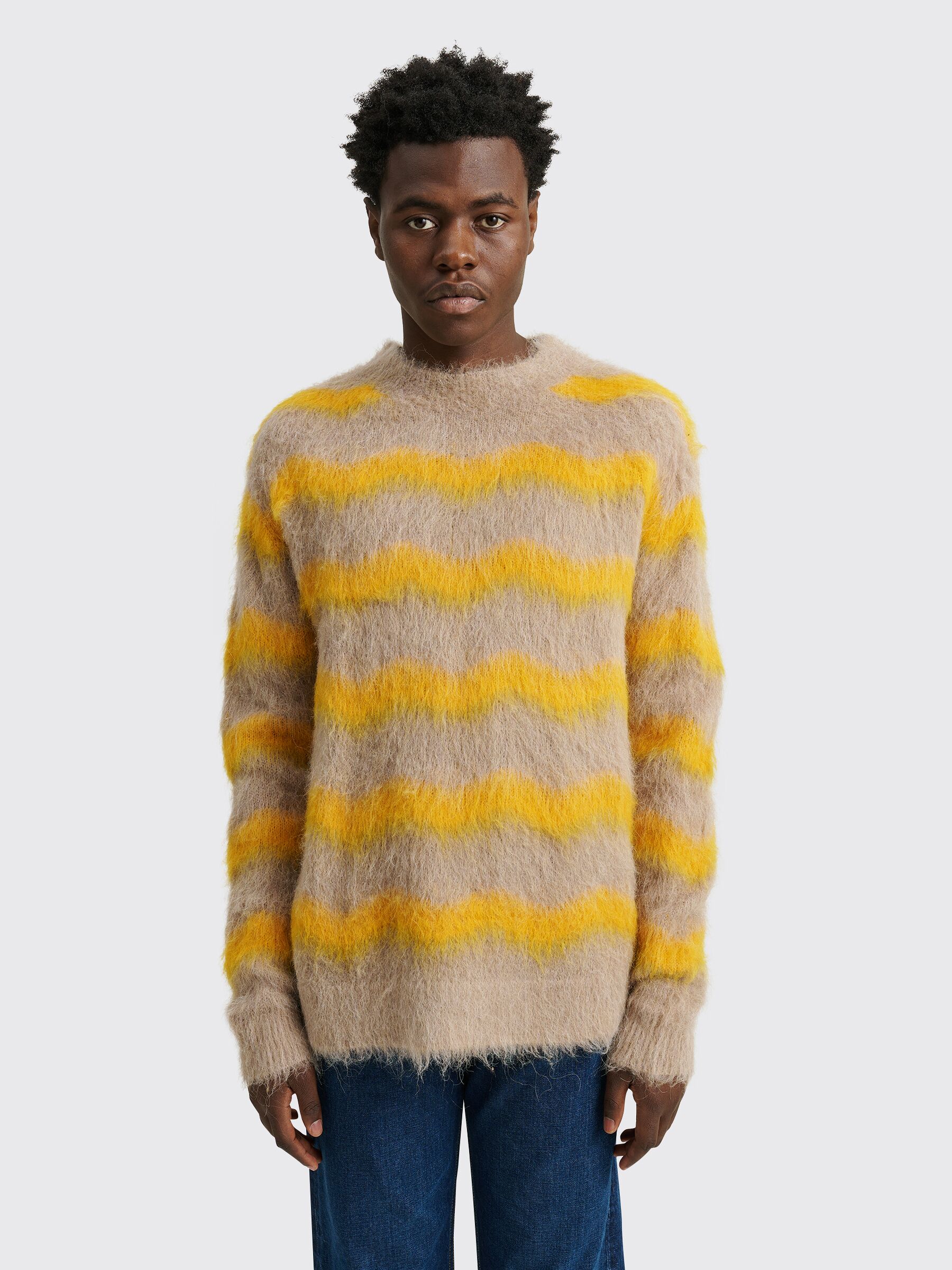 Très Bien - Acne Studios Striped Fuzzy Sweater Beige / Yellow