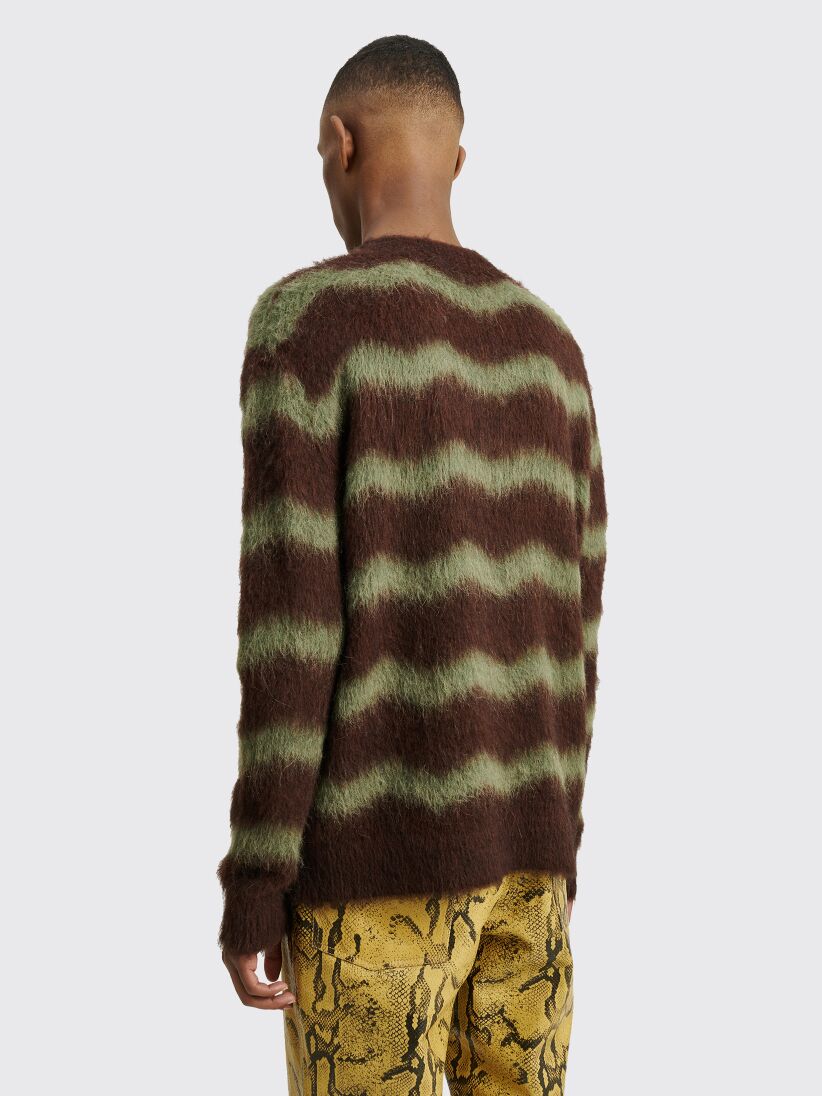 Acne Studios Striped Fuzzy Sweater Brown / Military Green
