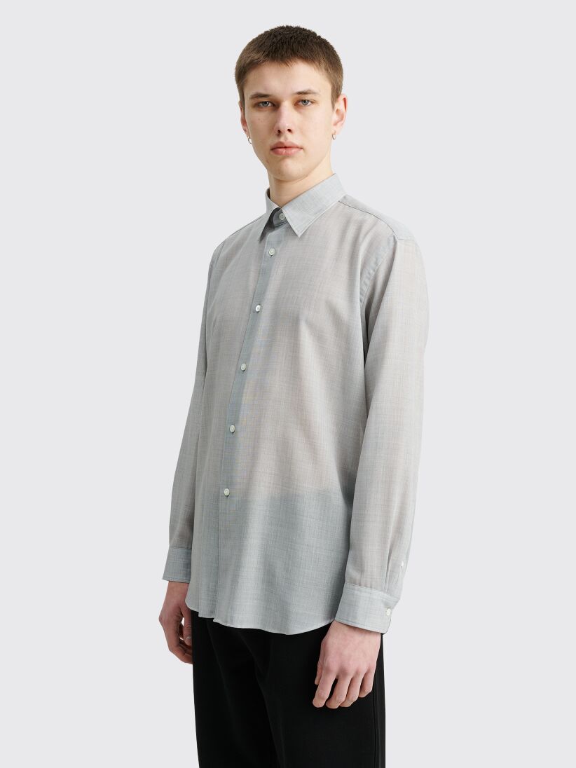 Auralee Sheer Wool Silk Shirt Top Grey