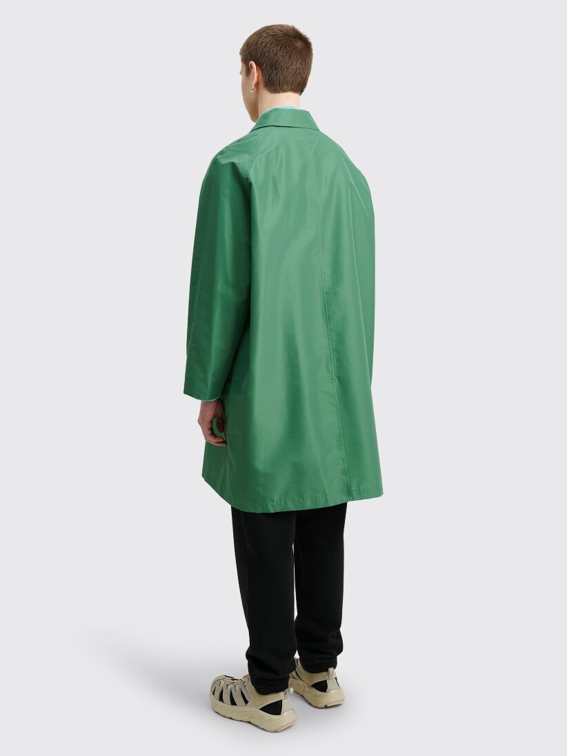 Très Bien - Auralee Silk Polyester Grosgrain Soutien Collar Coat Green