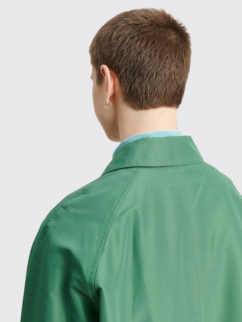 Très Bien - Auralee Silk Polyester Grosgrain Soutien Collar Coat Green