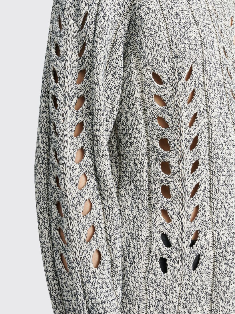 Auralee Mix Boucle Mesh Knit Pullover Ivory / Navy