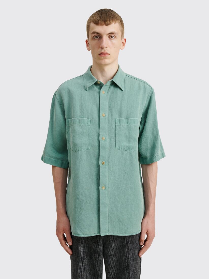 Auralee Washi Duck Canvas Shirt Faded Green - Très Bien