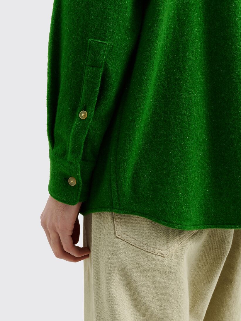 Auralee Wool Cashmere Light Tweed Shirt Green
