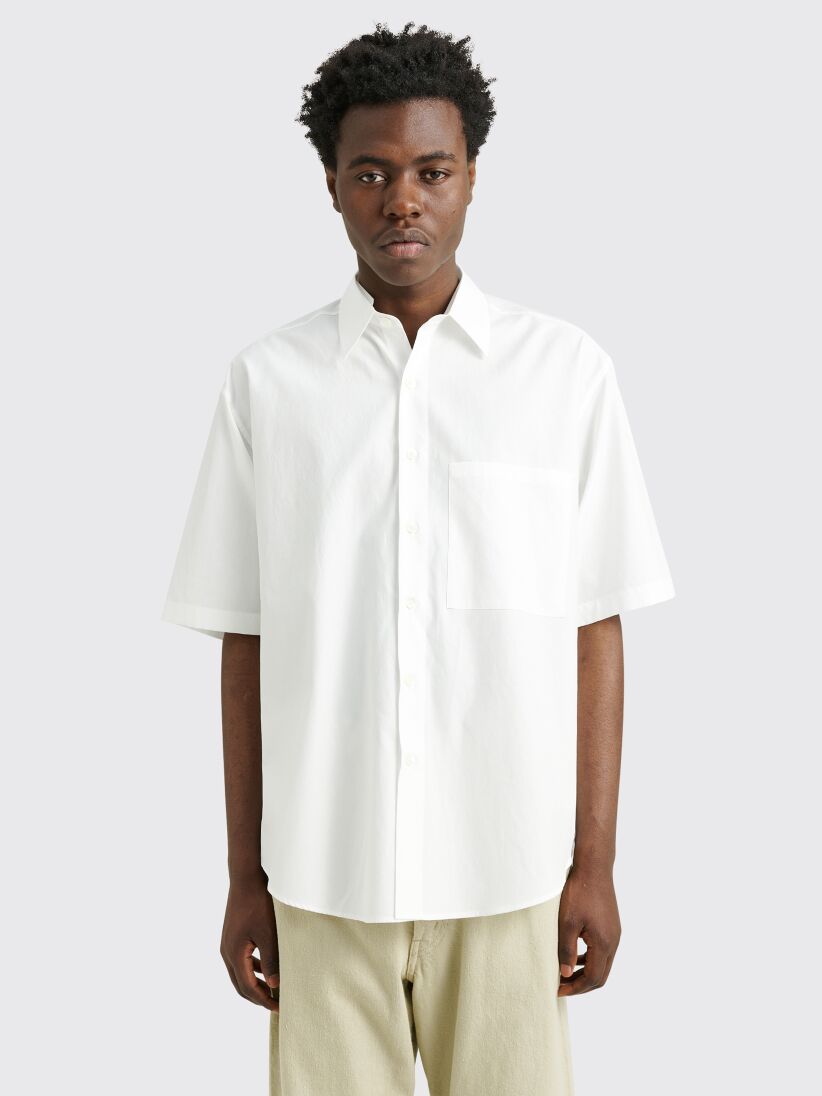 Très Bien - Auralee Washed Finx Twill Big Half Sleeve Shirt White