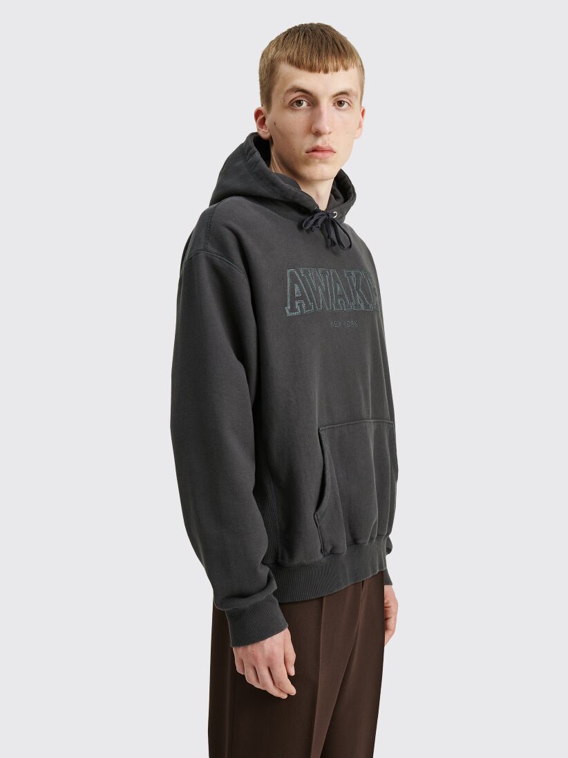 Très Bien - Awake NY Block Logo Hooded Sweatshirt Charcoal
