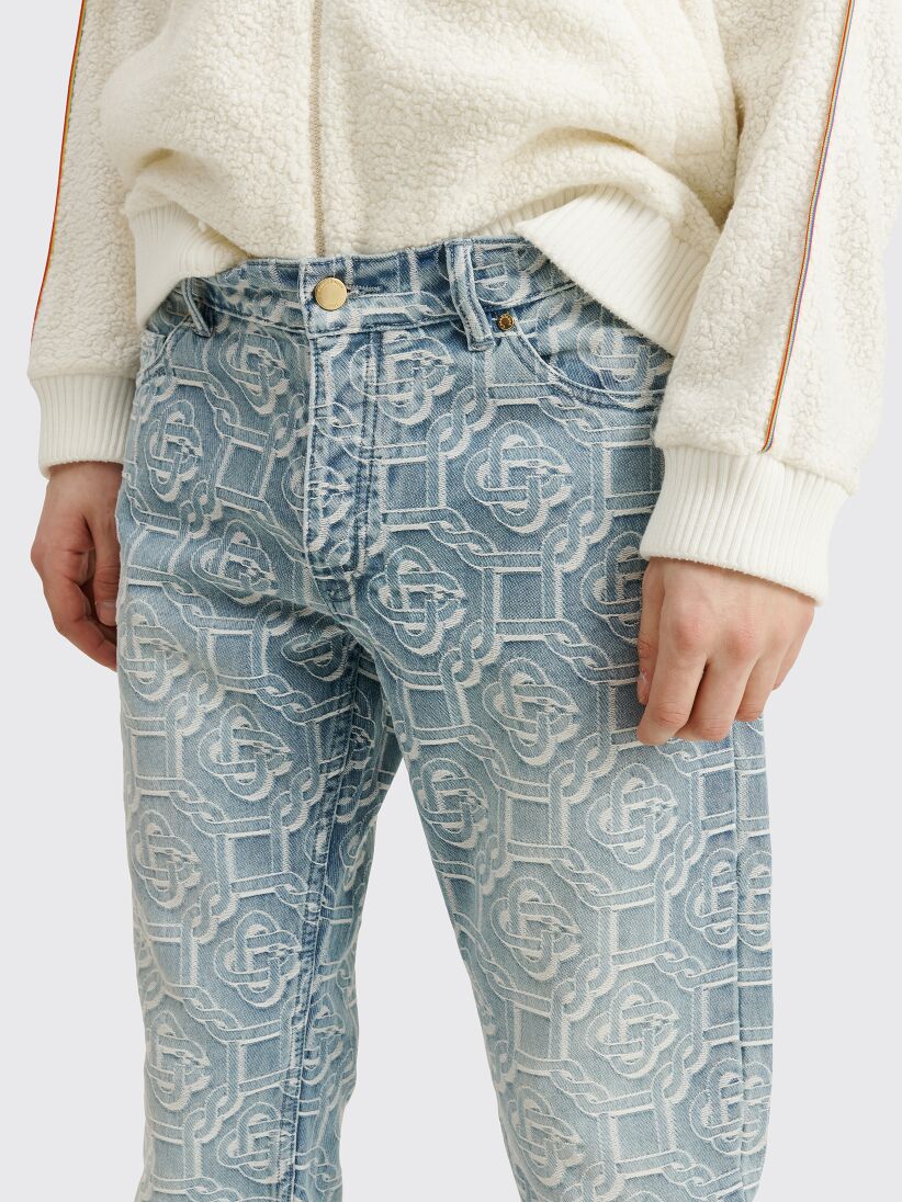 Spoedig Inspireren Behoort Très Bien - Casablanca Jacquard Logo Denim Jeans Sunbleached