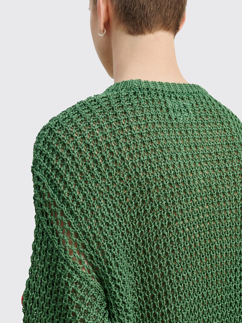 Très Bien - Cav Empt Side Mesh Loose Waffle Knit Sweater Green