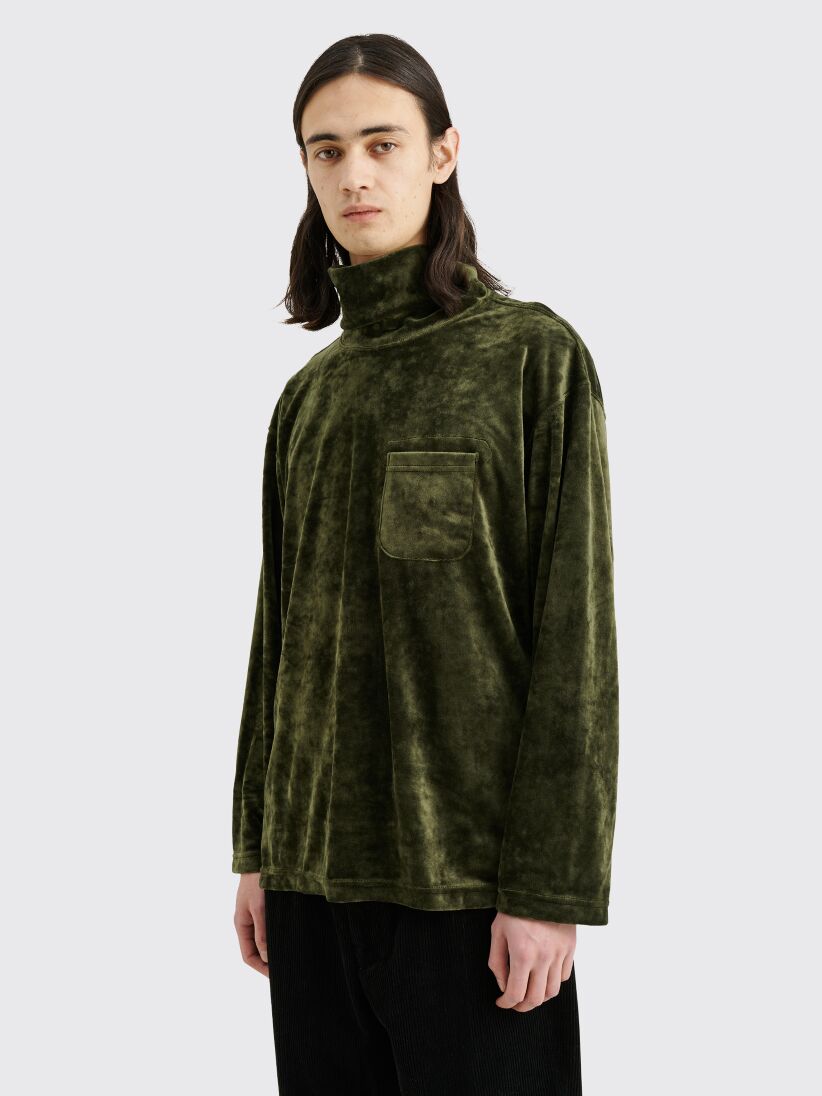 Très Bien - Engineered Garments Velour High Mock Sweater Olive Green