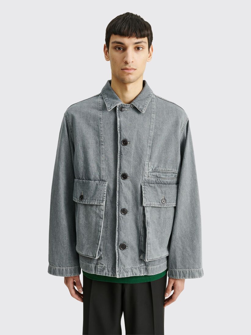 Lemaire Boxy Blouson Jacket Denim Stone Grey - Très Bien