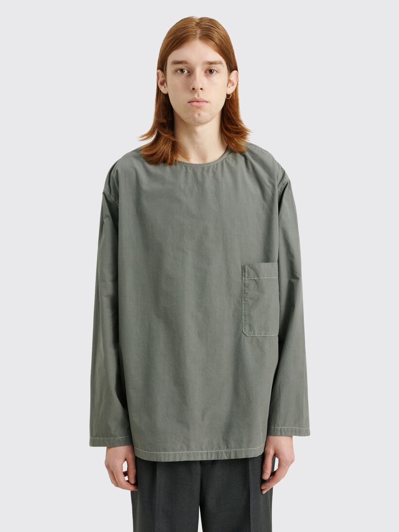 Lemaire Long Sleeve Woven T-shirt Grey - Très Bien