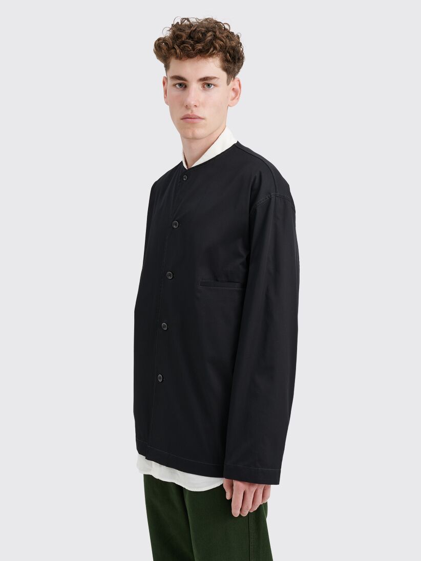 Très Bien - Lemaire Collarless Relaxed Shirt Black