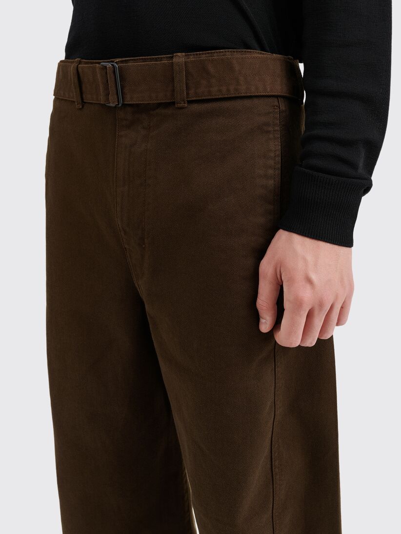 Belted Cotton Twisted Pants