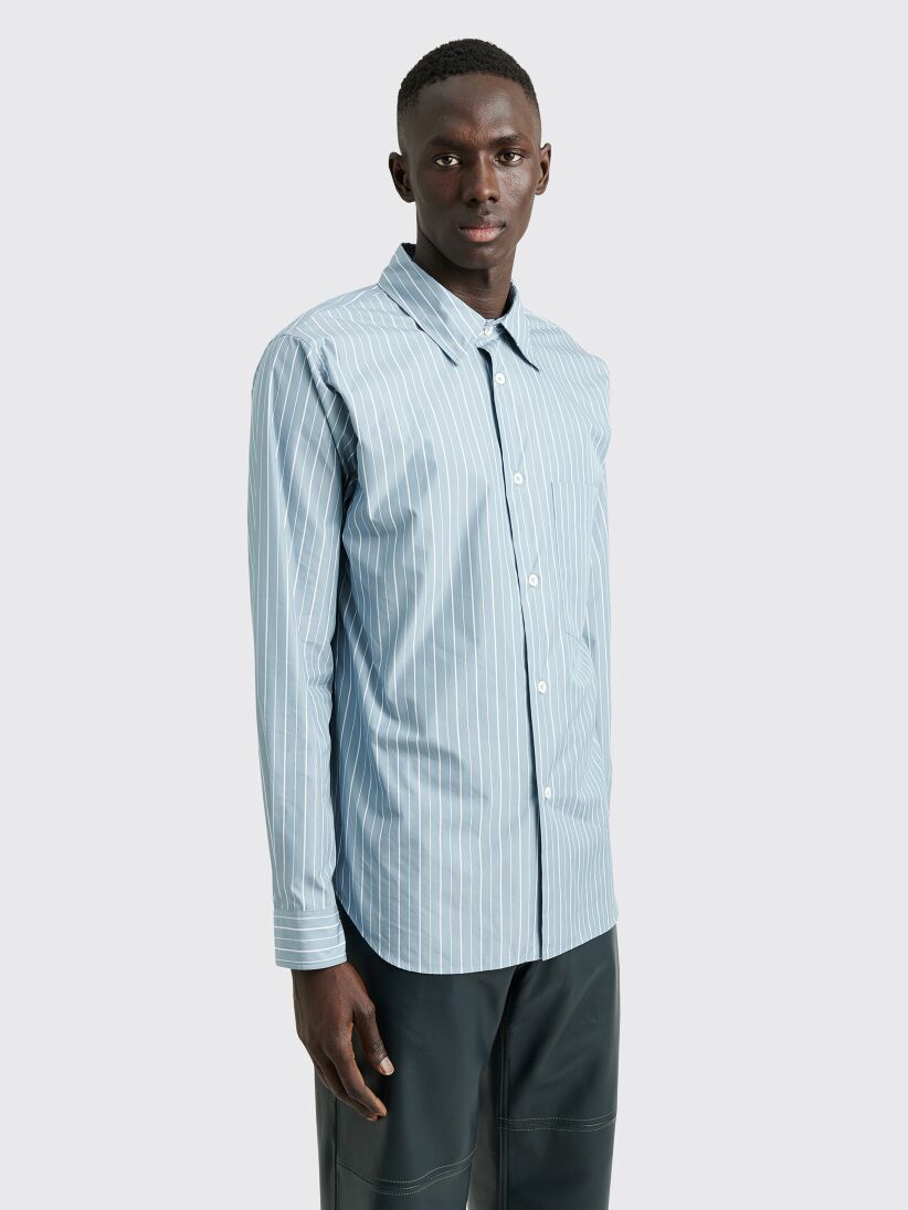 Très Bien - Margaret Howell Basic Shirt Cotton Silk Stripe Blue / White