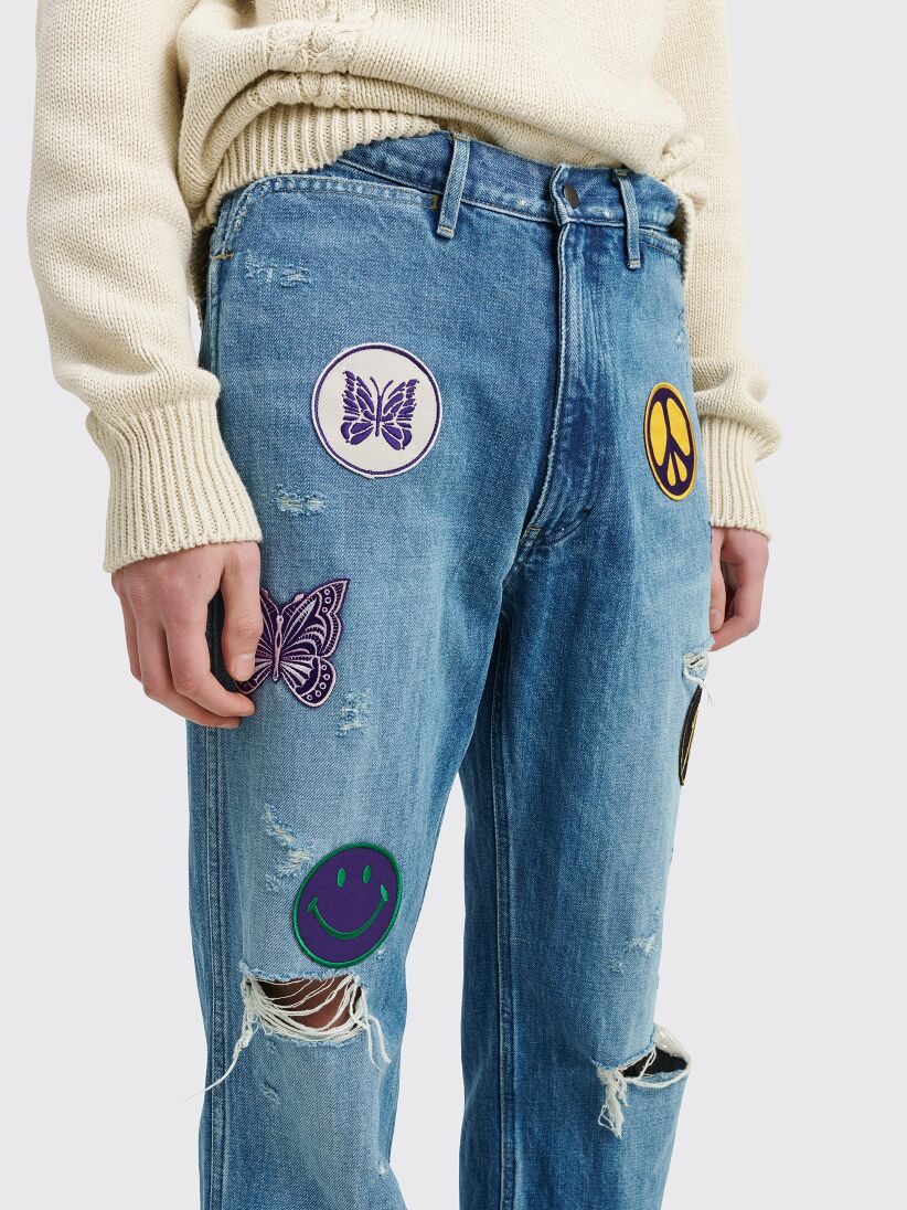 Needles Assorted Patches Straight Jeans Indigo