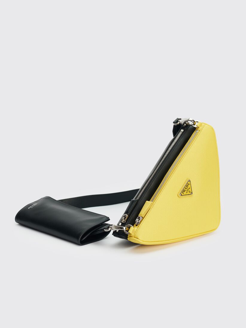 yellow prada saffiano clutch bag