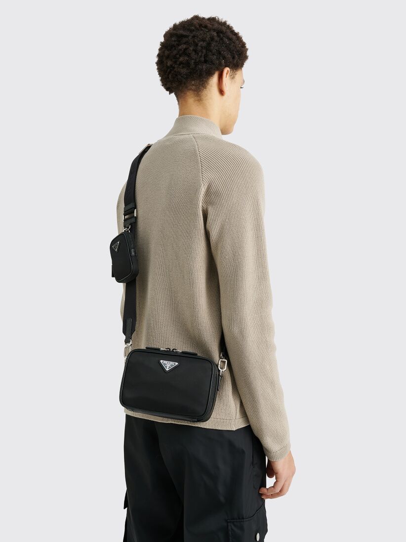 Prada Brique Messenger Bag In Grey