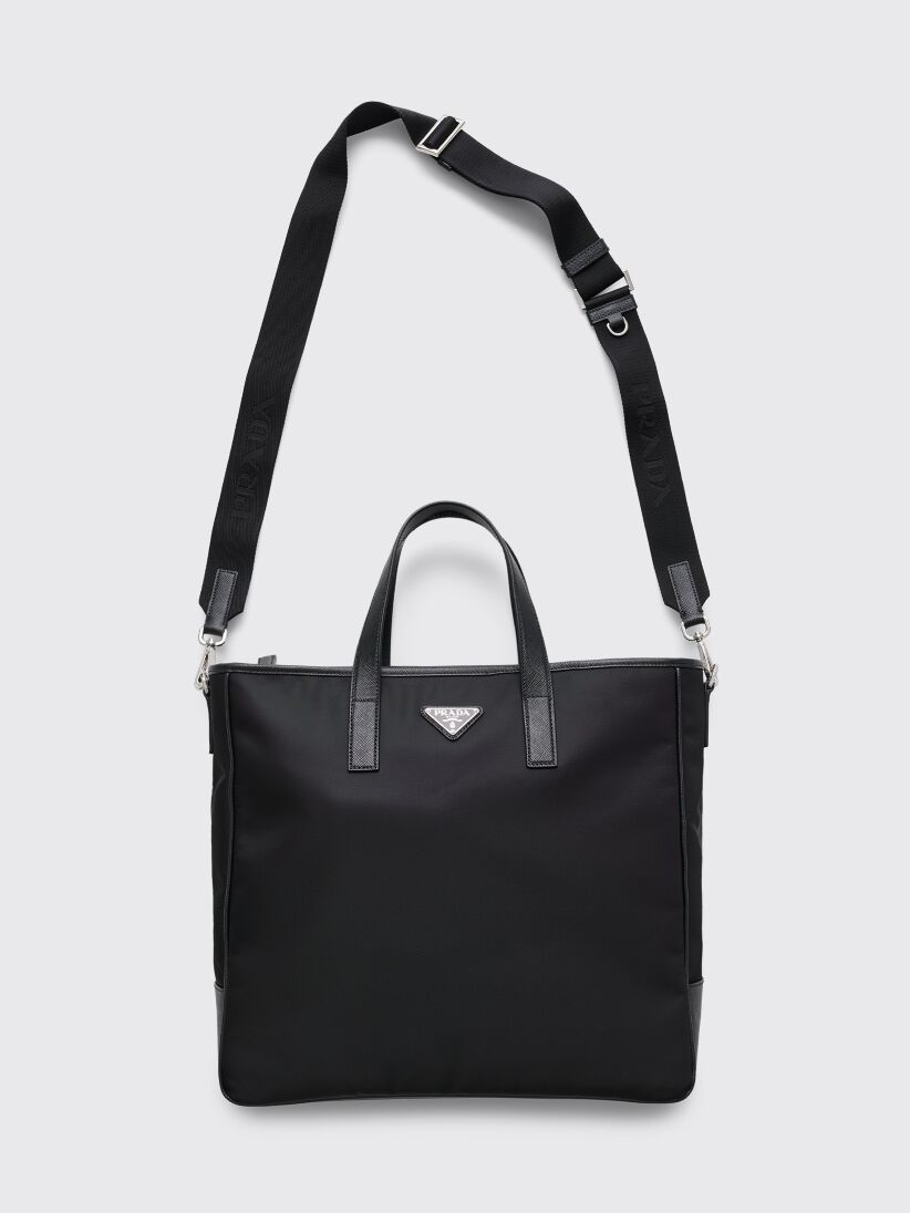Très Bien - Prada Re-Nylon & Saffiano Leather Shoulder Bag Black