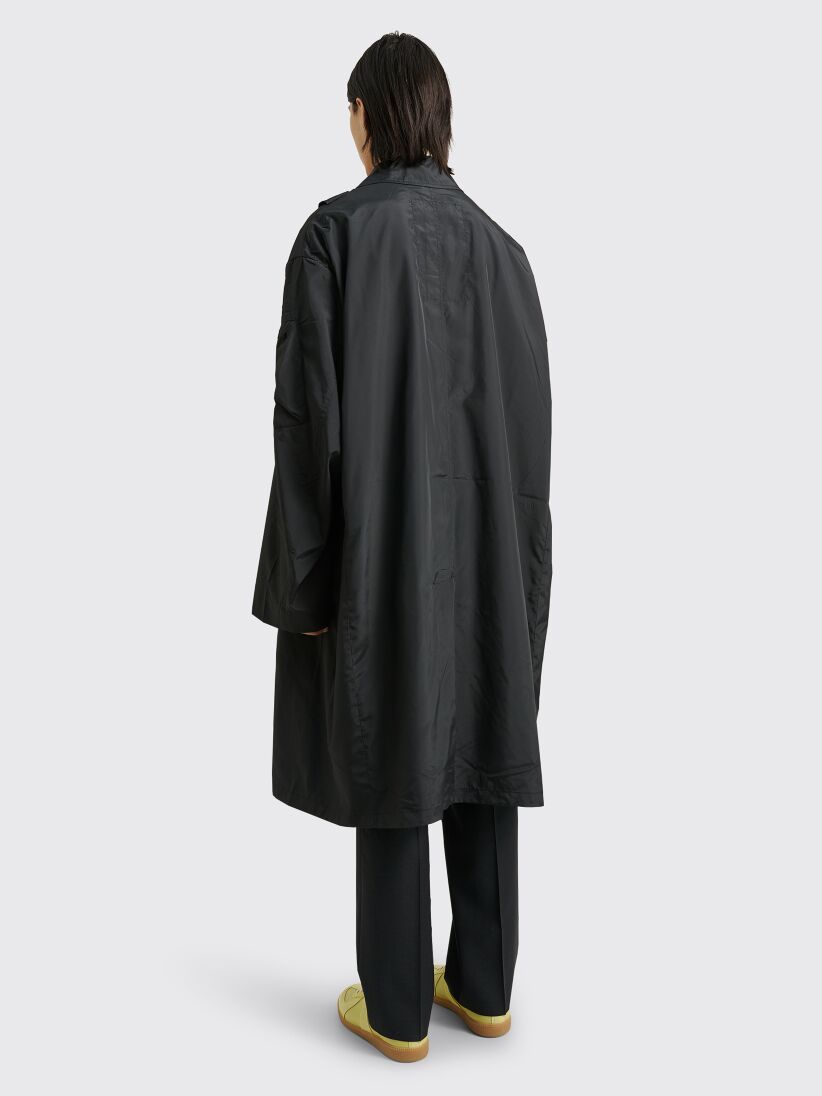 Très Bien - Random Identities Satin Overcoat With Strap Black