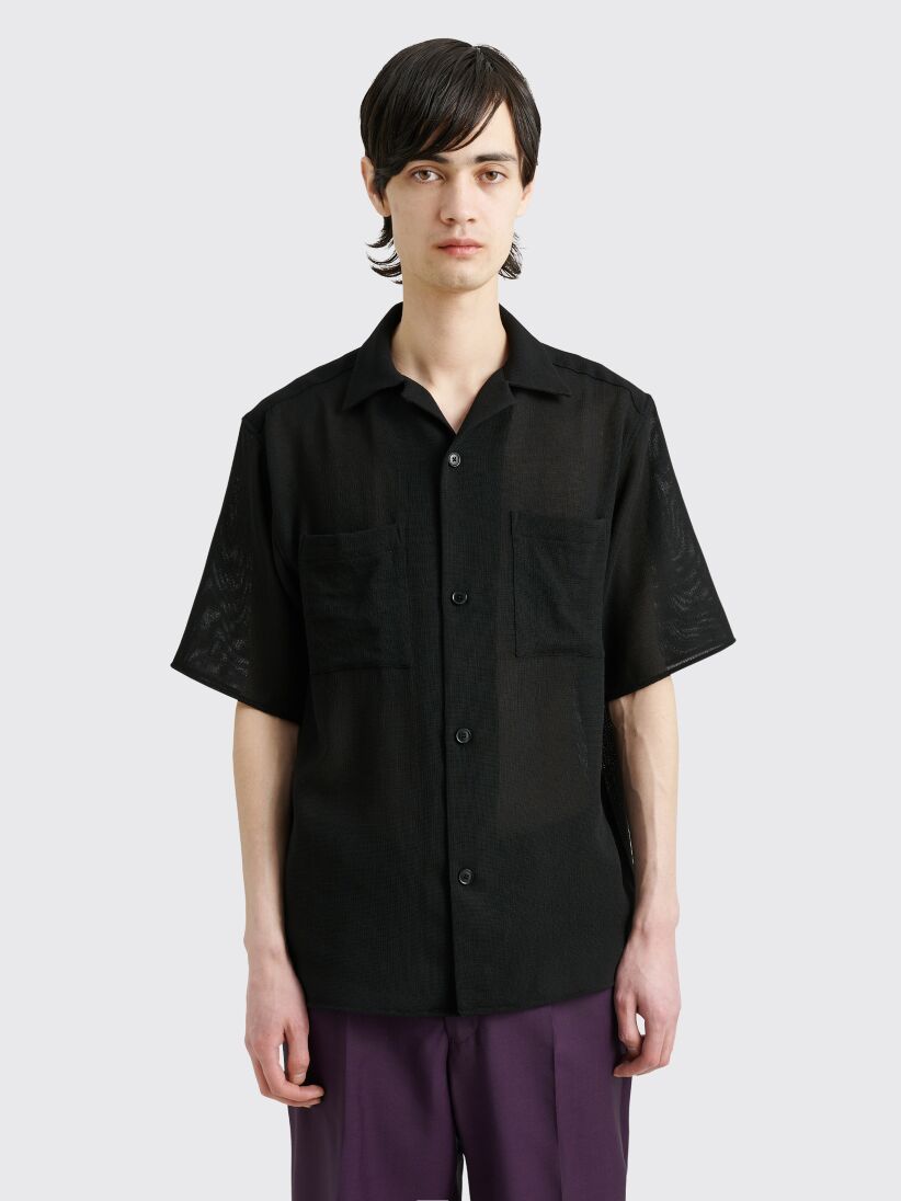 Très Bien Black TRÈS - Short everywear Sleeve Shirt Virgin BIEN Wool