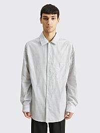 Lemaire Convertible Collar LS Shirt Stripe White / Black - Très Bien