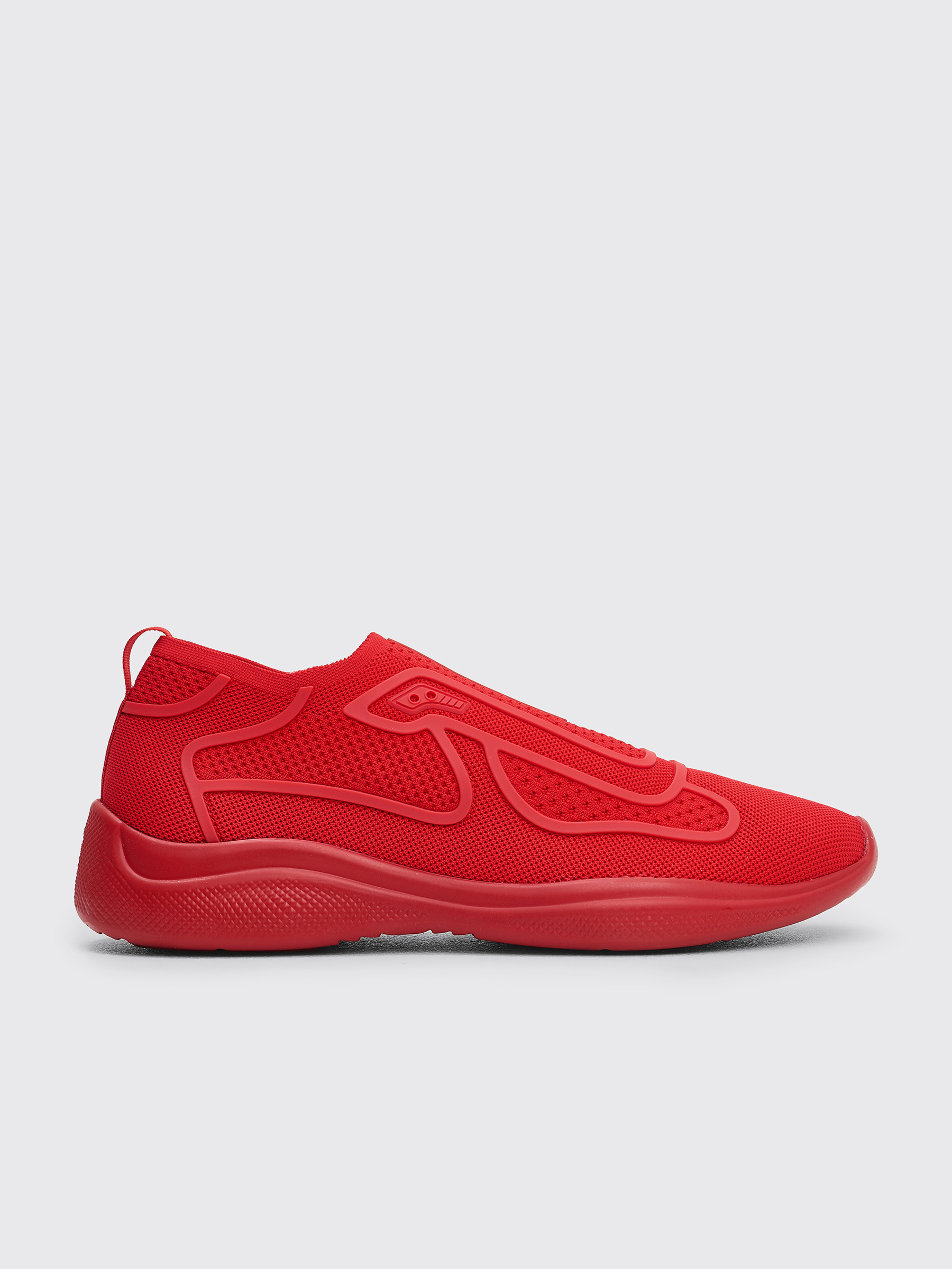 Prada Sport Knit Fabric Sneakers Red