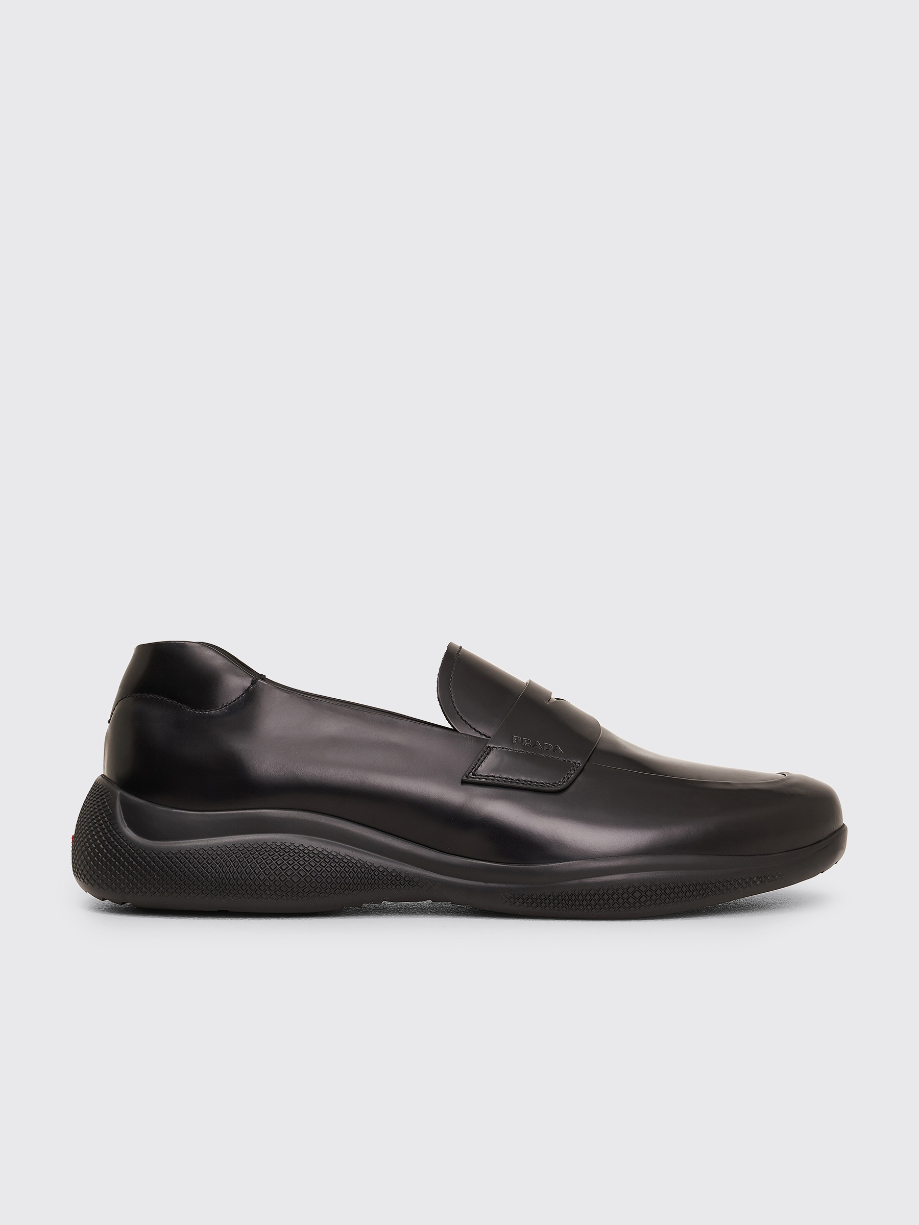 Très Bien - Prada Brushed Leather Sport Loafers Black