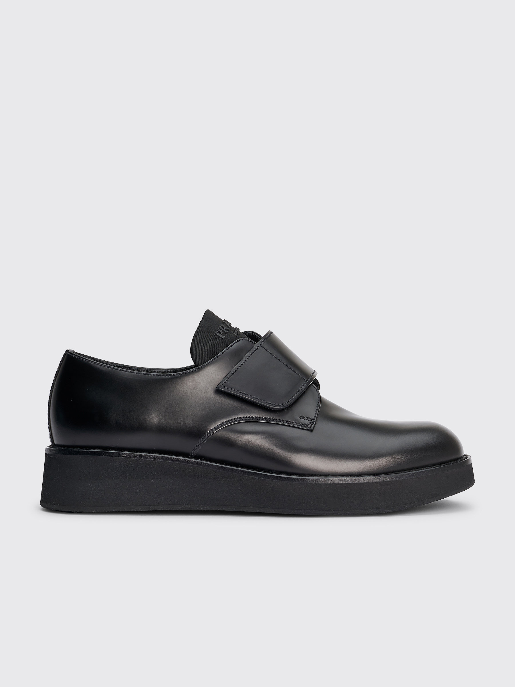 Très Bien - Prada Velcro Strap Leather Derby Shoes Black