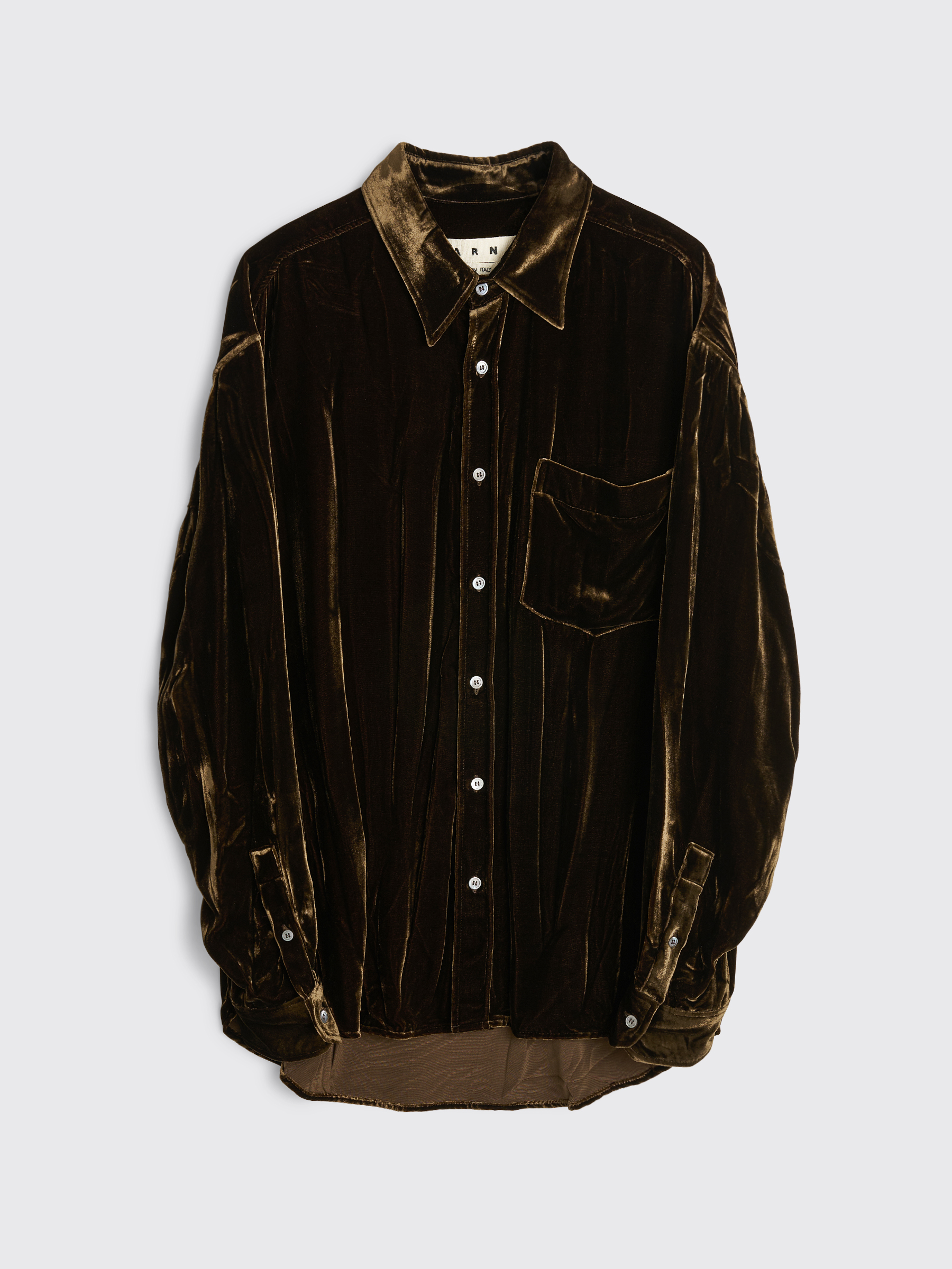 Très Bien - Marni Crinkled Effect Fluid Velvet Shirt Black Brown