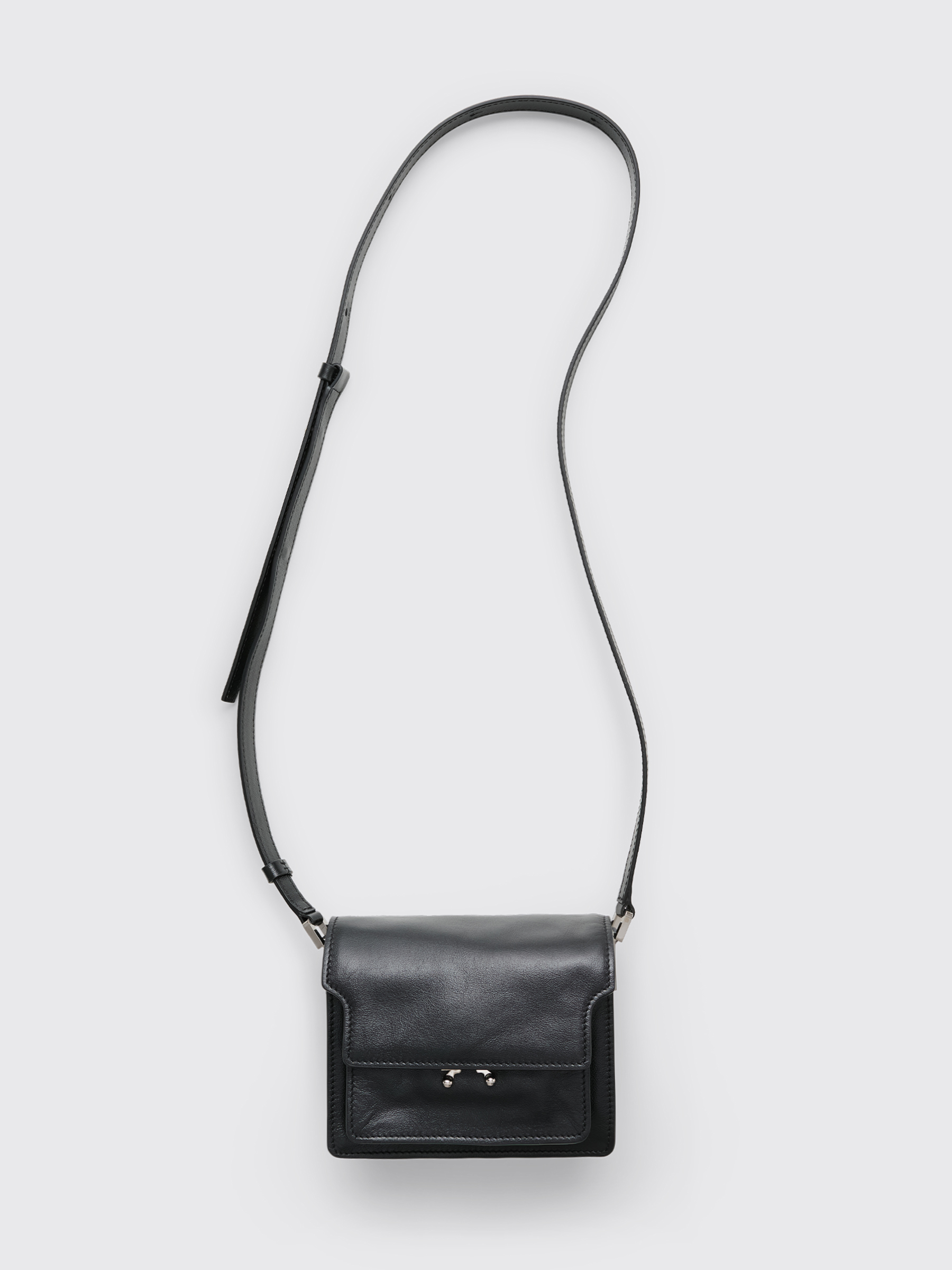Black Trunk mini leather cross-body bag, Marni