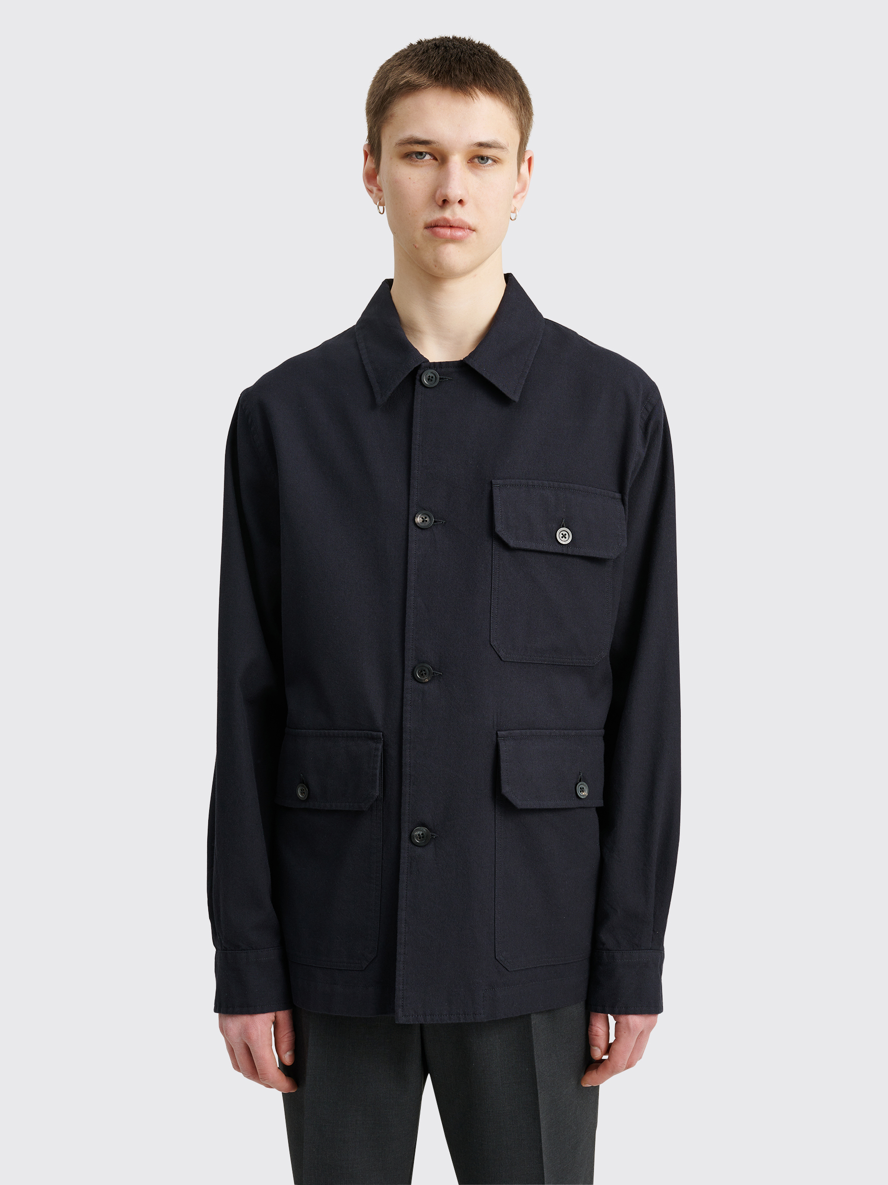 Margaret Howell Heavy Overshirt Brushed Wool Twill Ink