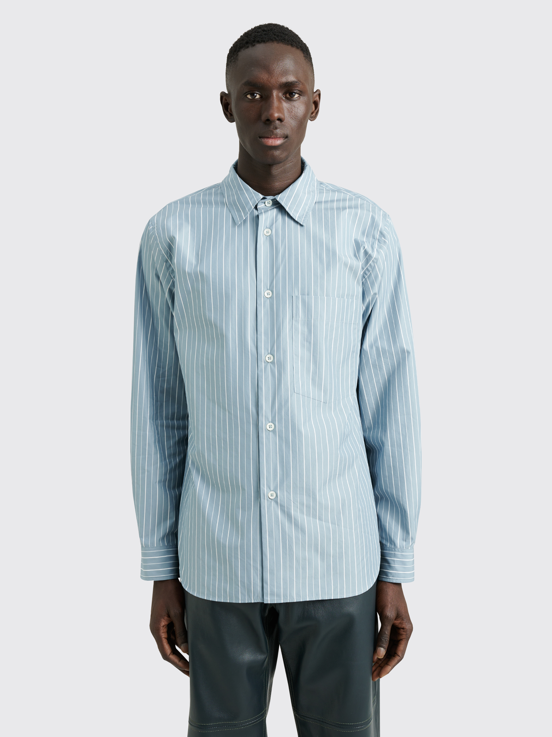 Très Bien - Margaret Howell Basic Shirt Cotton Silk Stripe Blue