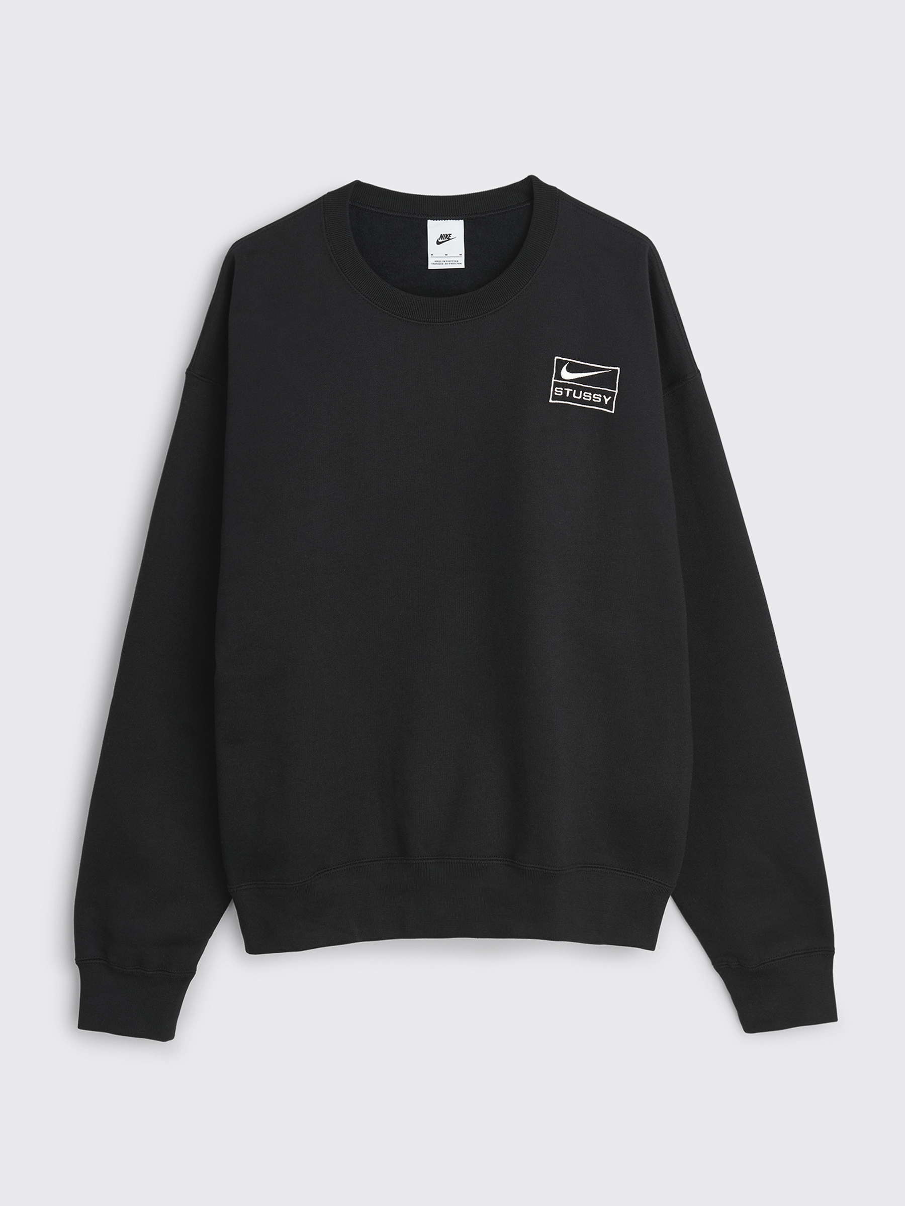 Nike x Stüssy Washed Fleece Crew Sweater Black